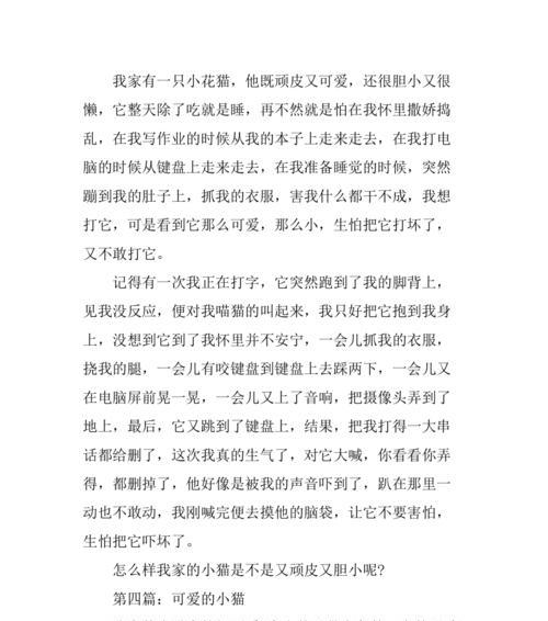 宠物猫的生活资料（从喜好到习性，了解你的小伙伴）